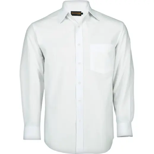 White Mens Basic Poly Cotton Lounge Long Sleeve